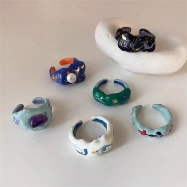 Trendy epoxy ring multiple color 