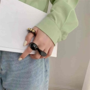 Trendy colorful resin ring set