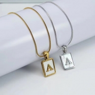 Initial letter raised and paved with shell Necklace