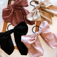 Women solida color chiffon knotbow hair clips for girls