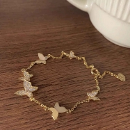 Butterfly Crystal metal 18k gold bracelet