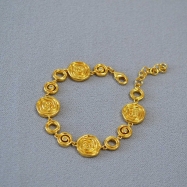 High quality rose shape linked 18k gold bracelet