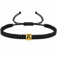 Initial Letter capital metal bracelet in 18K gold
