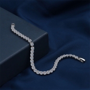 Hot cuban 925 silver Tennis zircon crystal chain bangle wedding wristband charm