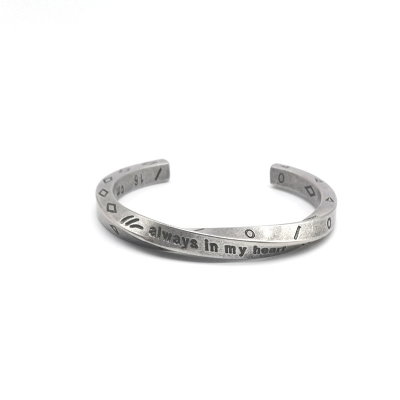 Chunky stainless steel engraved bracelet